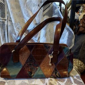 Fossil patchwork leather bag